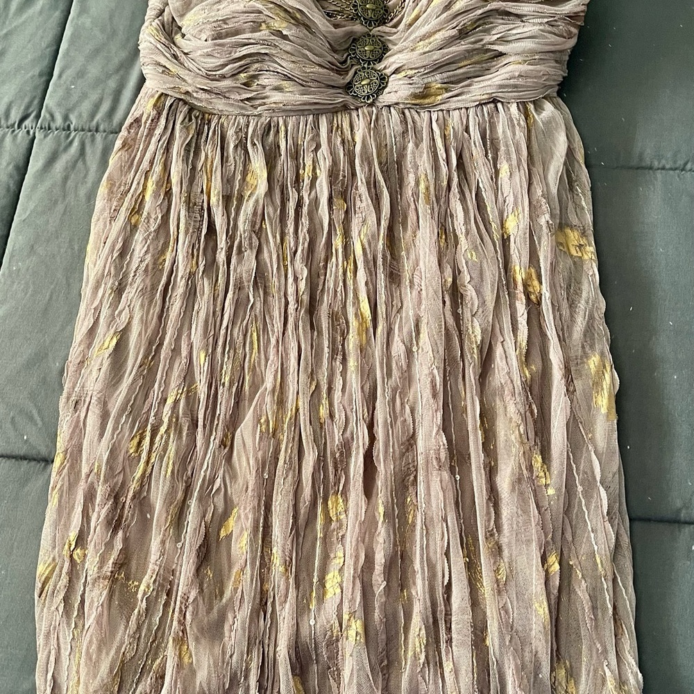 Muse Taupe Dress with Gold Highlights